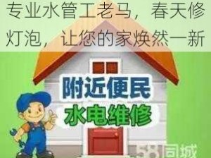 专业水管工老马，春天修灯泡，让您的家焕然一新