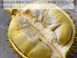 榴莲视频免费看高清版2023 如何免费观看 2023 年高清版榴莲视频？