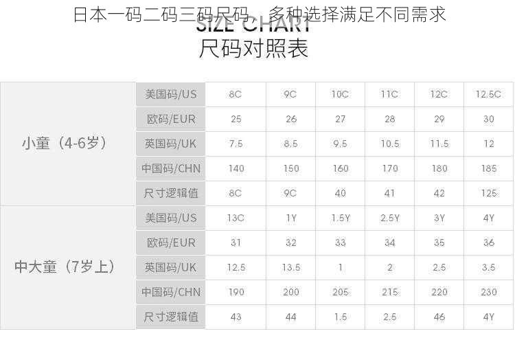 日本一码二码三码尺码，多种选择满足不同需求