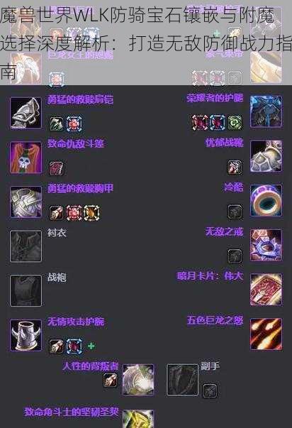 魔兽世界WLK防骑宝石镶嵌与附魔选择深度解析：打造无敌防御战力指南