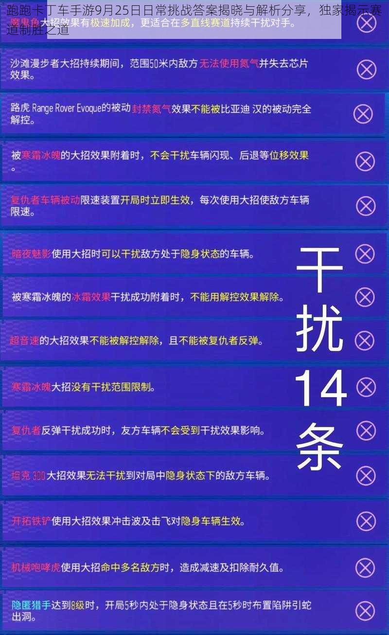 跑跑卡丁车手游9月25日日常挑战答案揭晓与解析分享，独家揭示赛道制胜之道