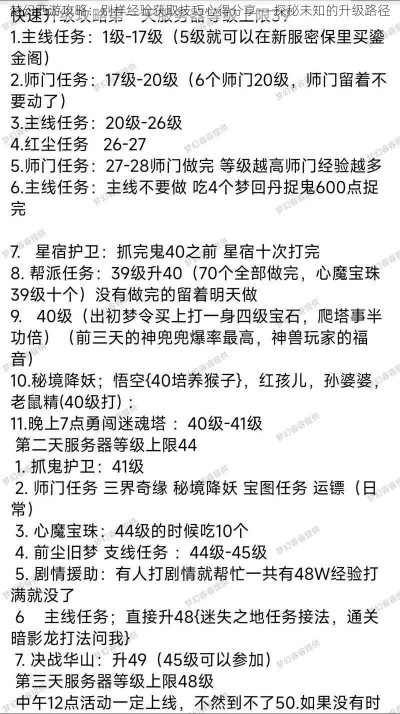 梦幻西游攻略：别样经验获取技巧心得分享——探秘未知的升级路径