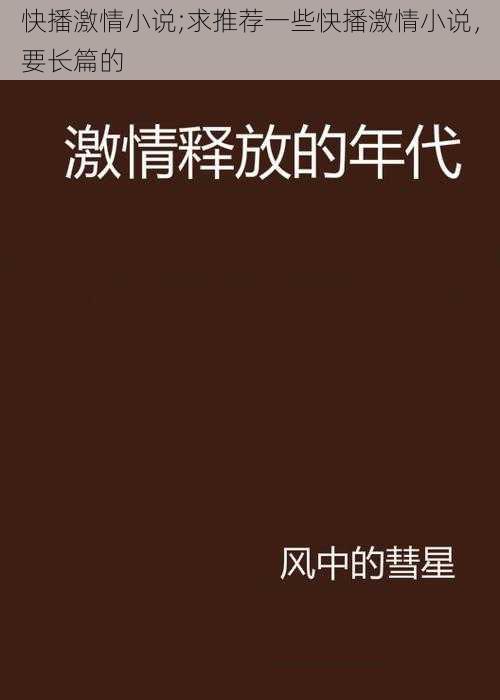 快播激情小说;求推荐一些快播激情小说，要长篇的