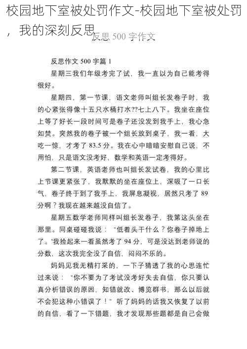 校园地下室被处罚作文-校园地下室被处罚，我的深刻反思