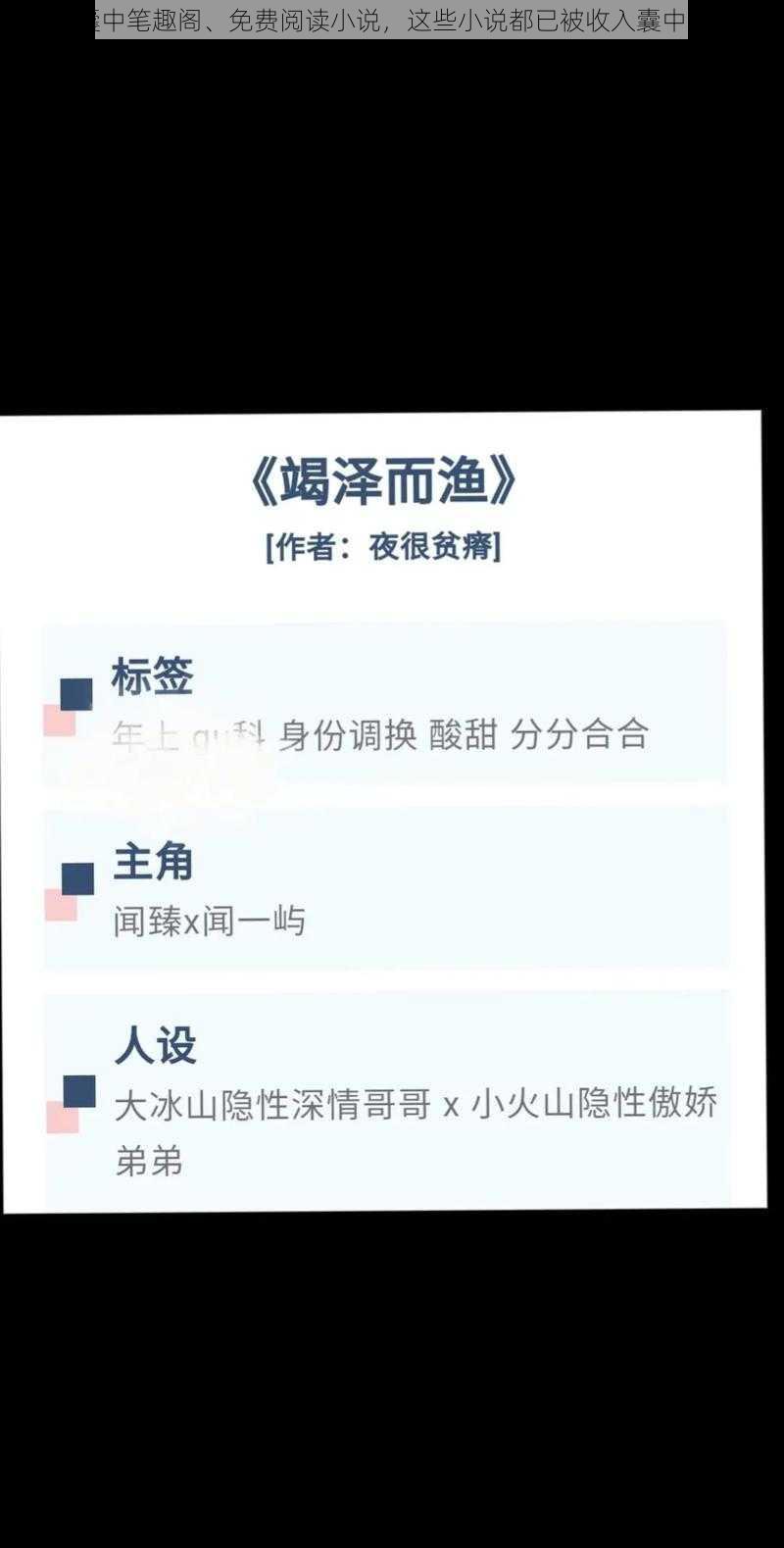 收入囊中笔趣阁、免费阅读小说，这些小说都已被收入囊中笔趣阁