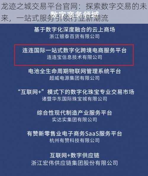 龙迹之城交易平台官网：探索数字交易的未来，一站式服务引领行业新潮流