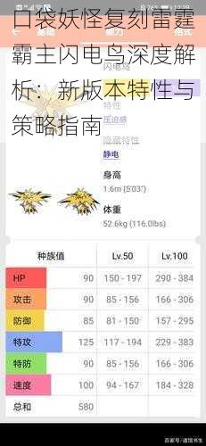 口袋妖怪复刻雷霆霸主闪电鸟深度解析：新版本特性与策略指南