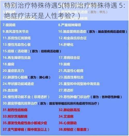 特别治疗特殊待遇5(特别治疗特殊待遇 5：绝症疗法还是人性考验？)