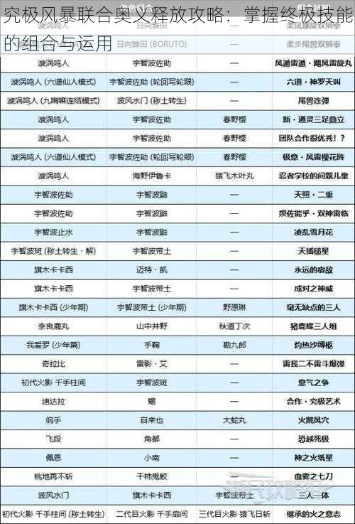 究极风暴联合奥义释放攻略：掌握终极技能的组合与运用