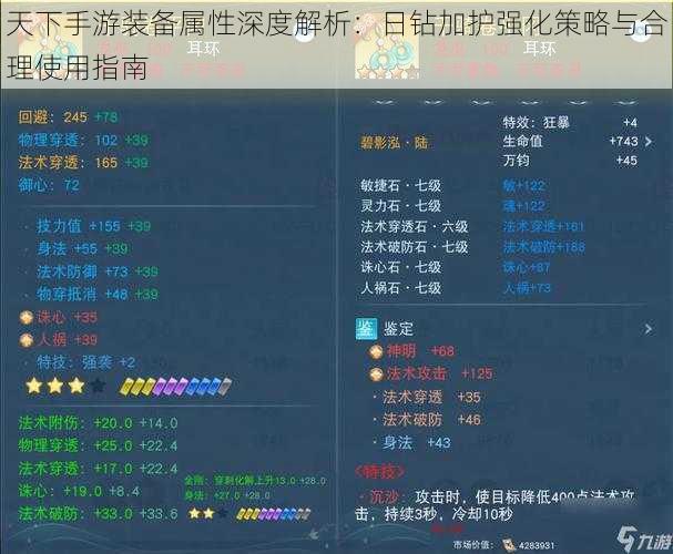 天下手游装备属性深度解析：日钻加护强化策略与合理使用指南